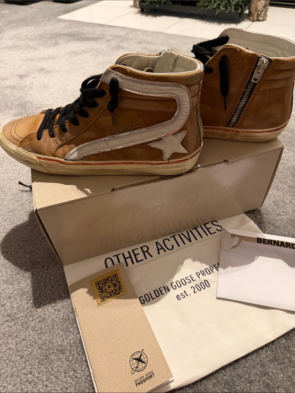 Golden Goose Leather Slide High-Top Sneakers with White Star Stripe AUTHENTIC - Picture 12 of 15